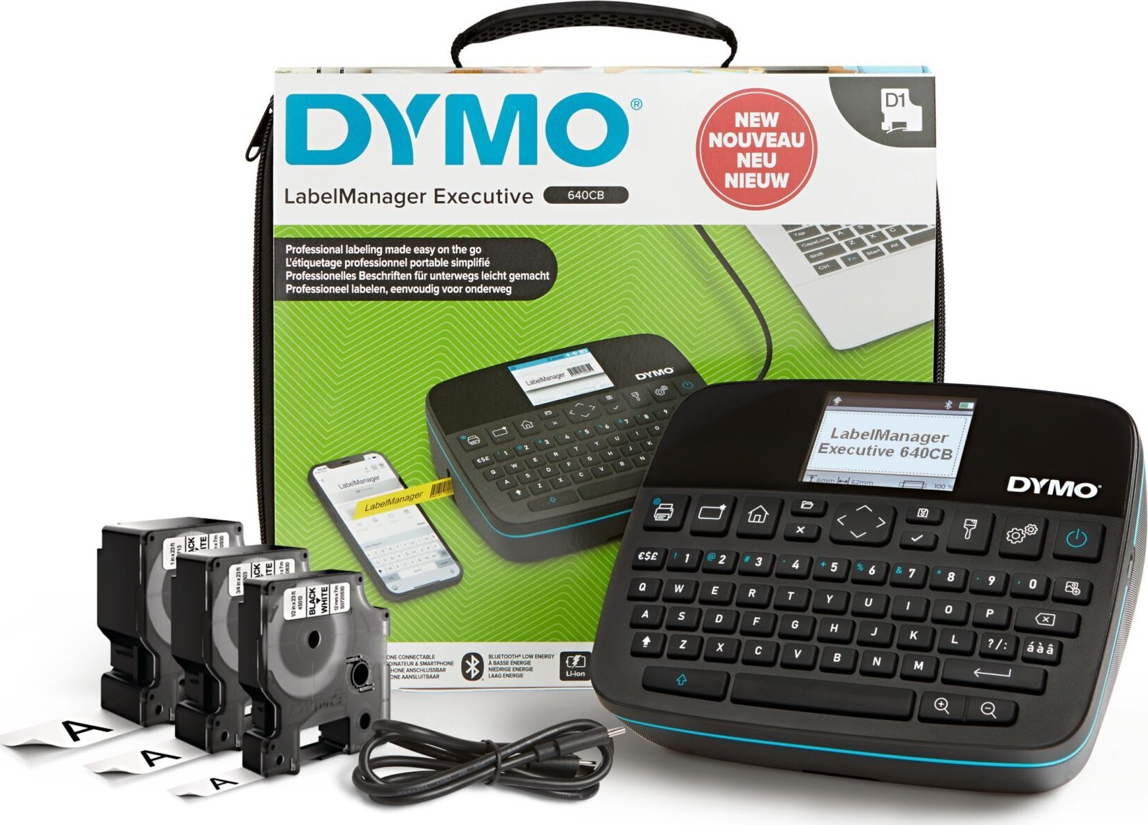 DYMO LabelManager 640CB 6/9/12/19/24mm D1-Bänder QWZ