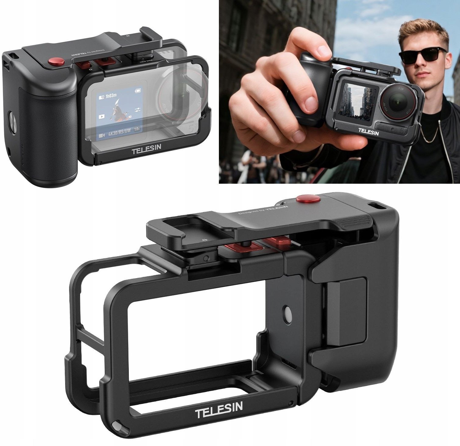 Telesin protective case with handle for