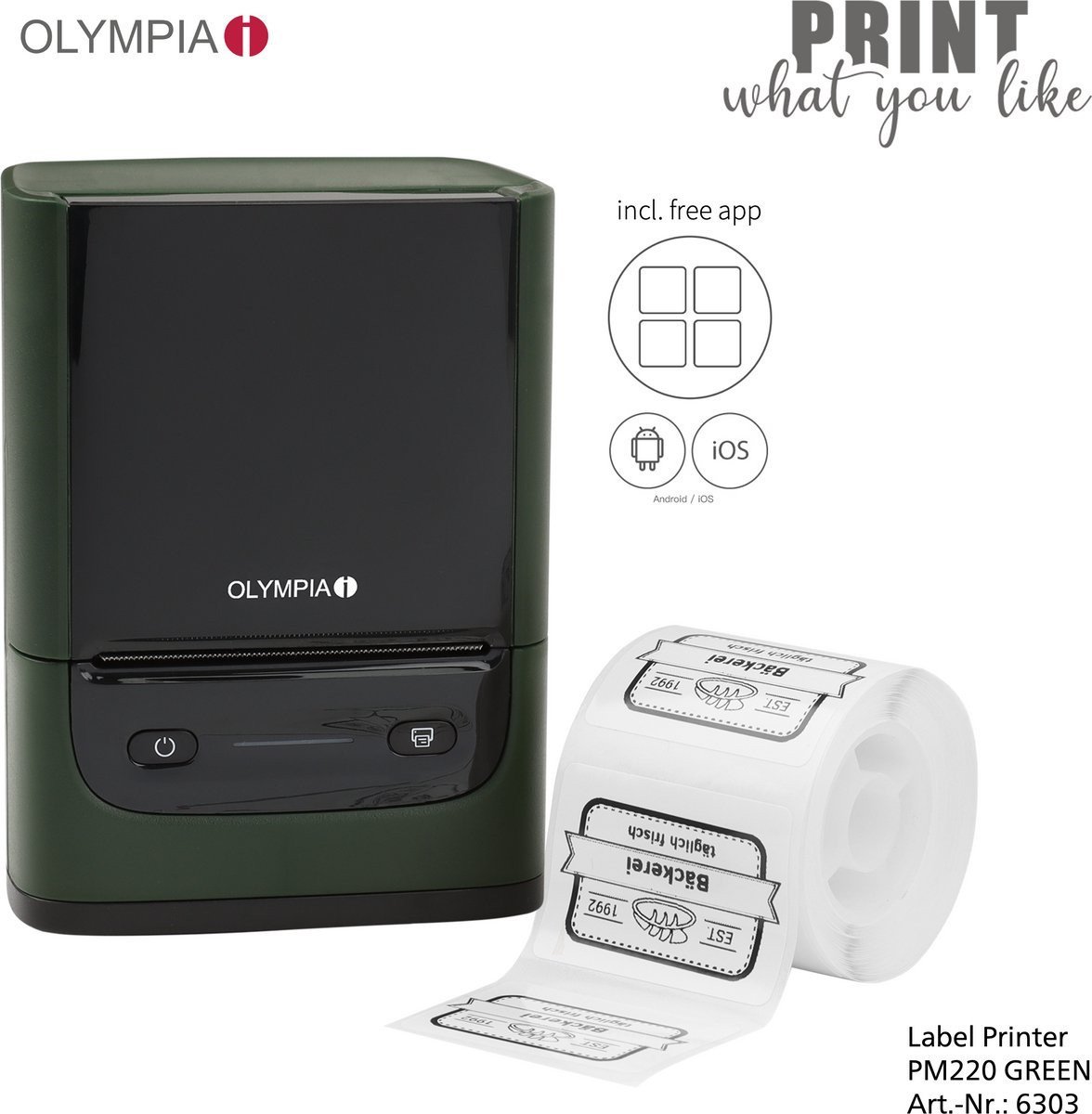 Olympia Etikettendrucker PM 220 grün 6303