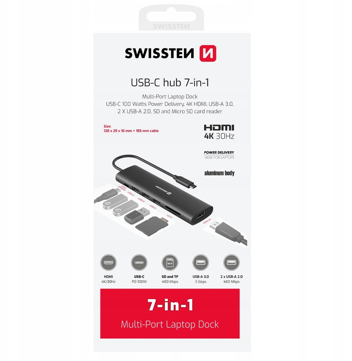 Swissten Aluminium Multi-Port 7in1 USB-C |
