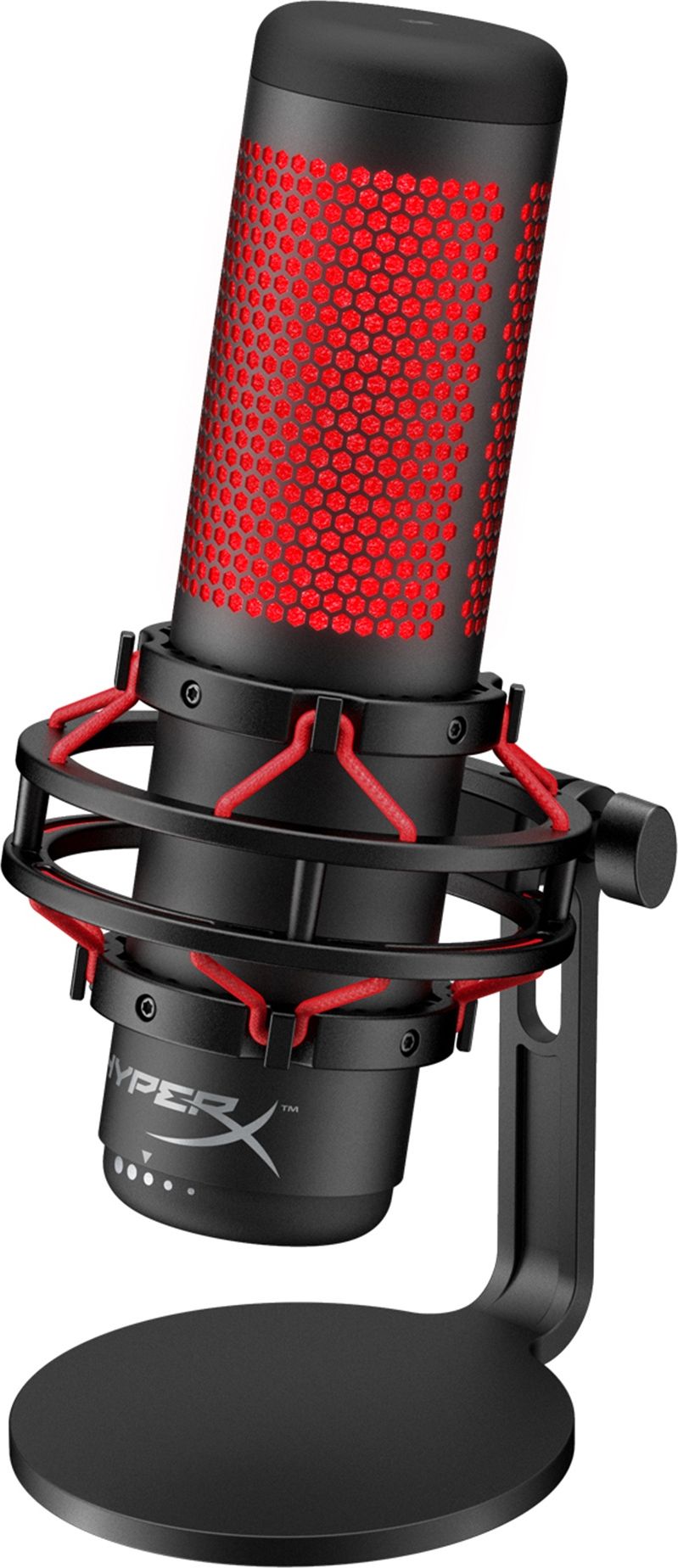 HyperX QuadCast USB microphone with red