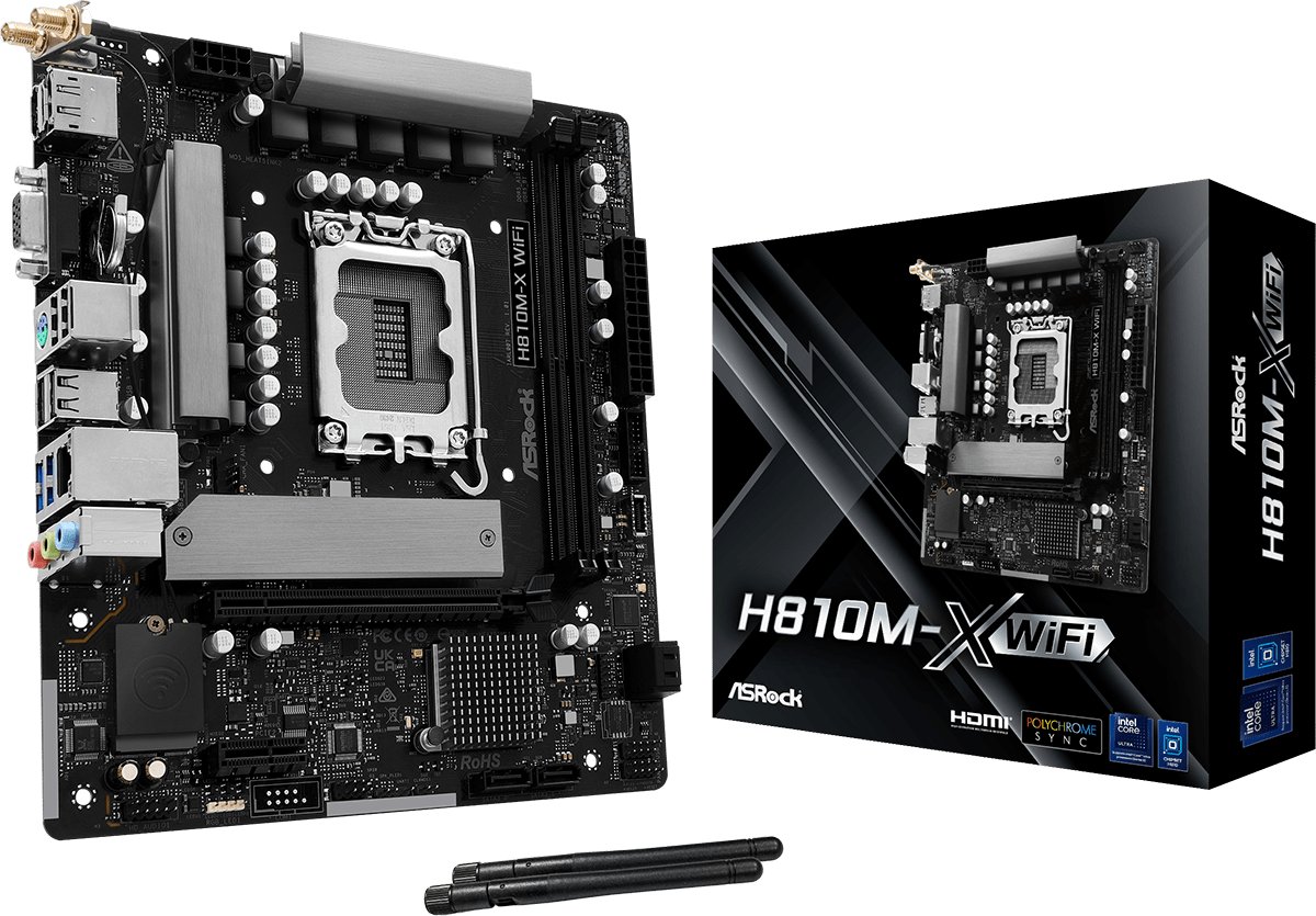 ASRock H810M-X WIFI Motherboard, LGA1851, Intel