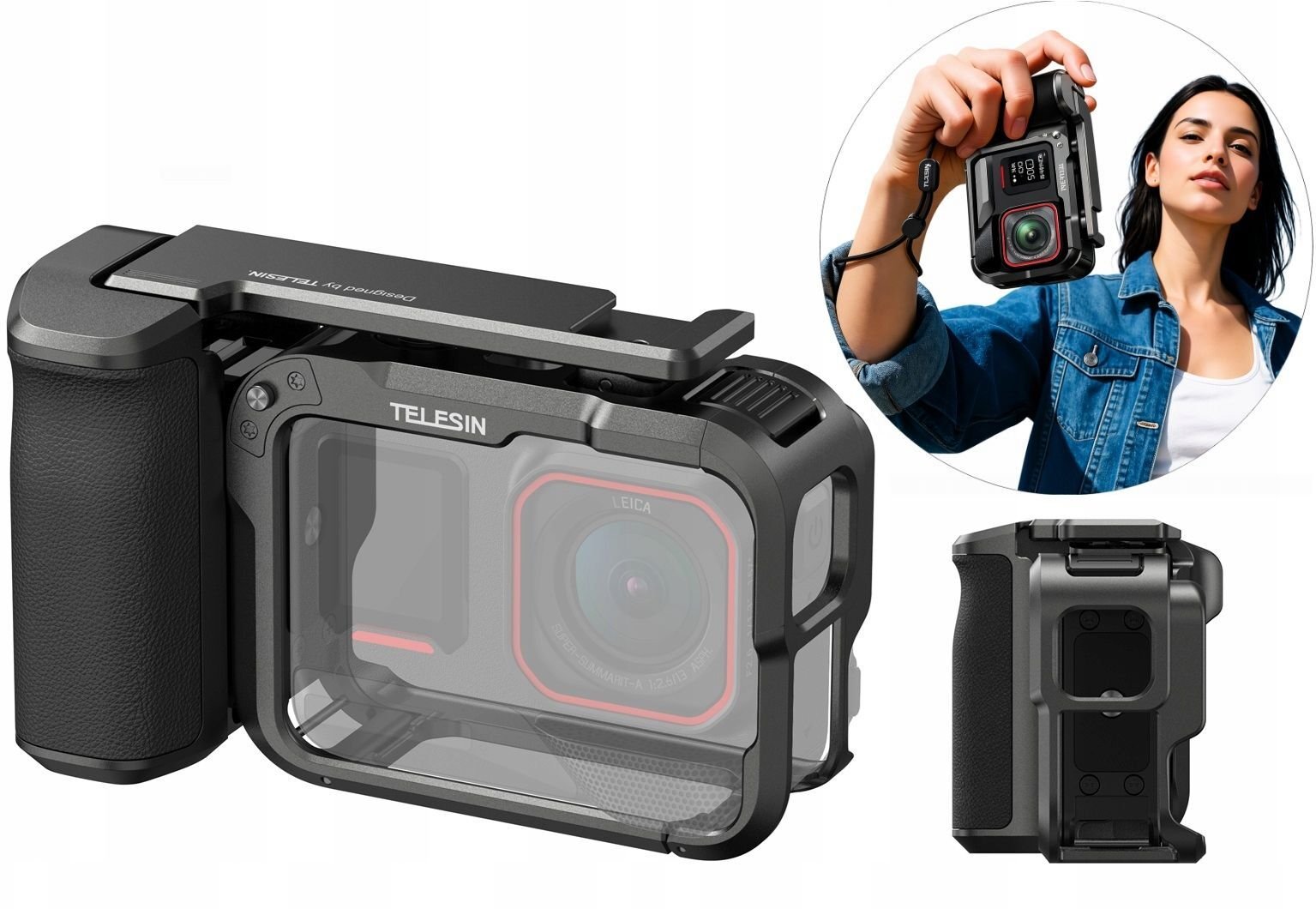 Telesin protective case with handle for