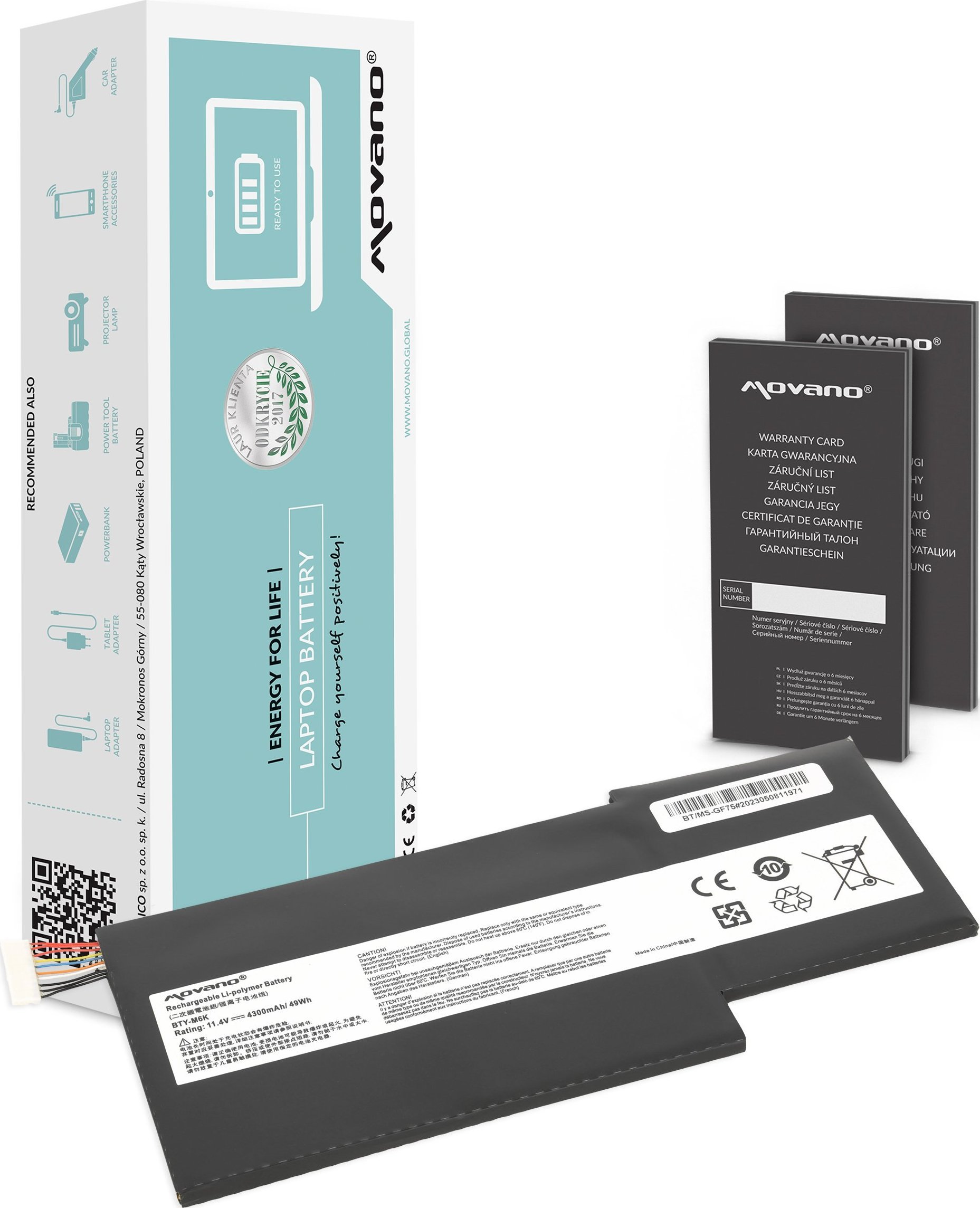 Movano BTY-M6K MS-17B4 do MSI GS63VR