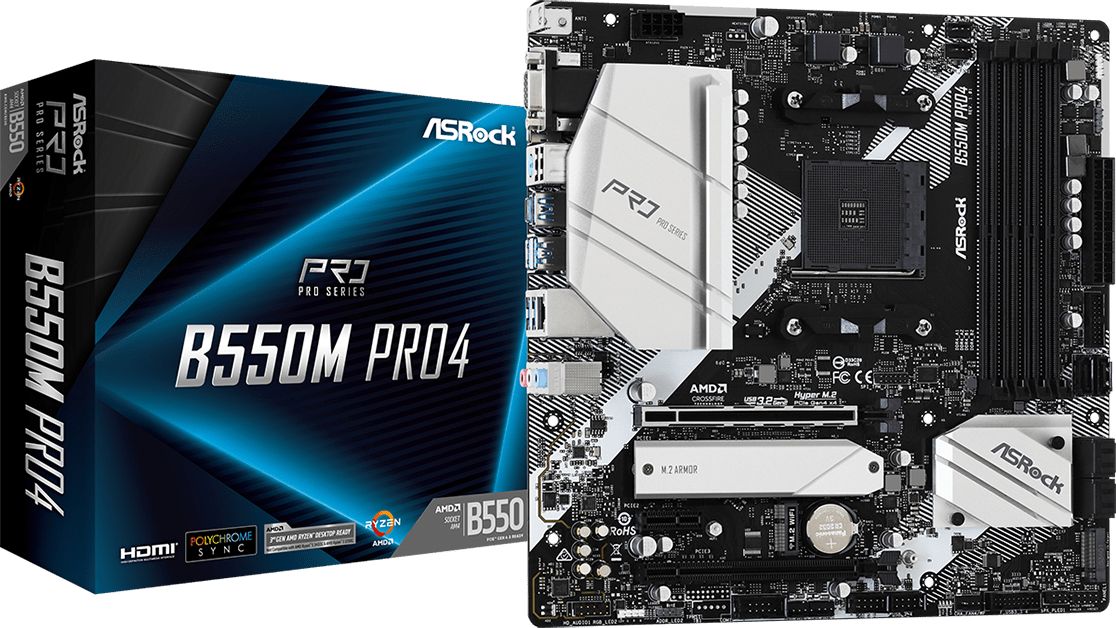 ASRock B550M PRO4 Motherboard, AM4, AMD