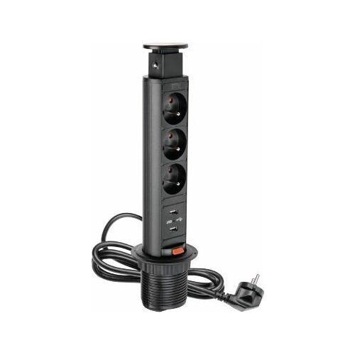 GTV Biurkowy przedłużacz wpuszczany 60mm Black