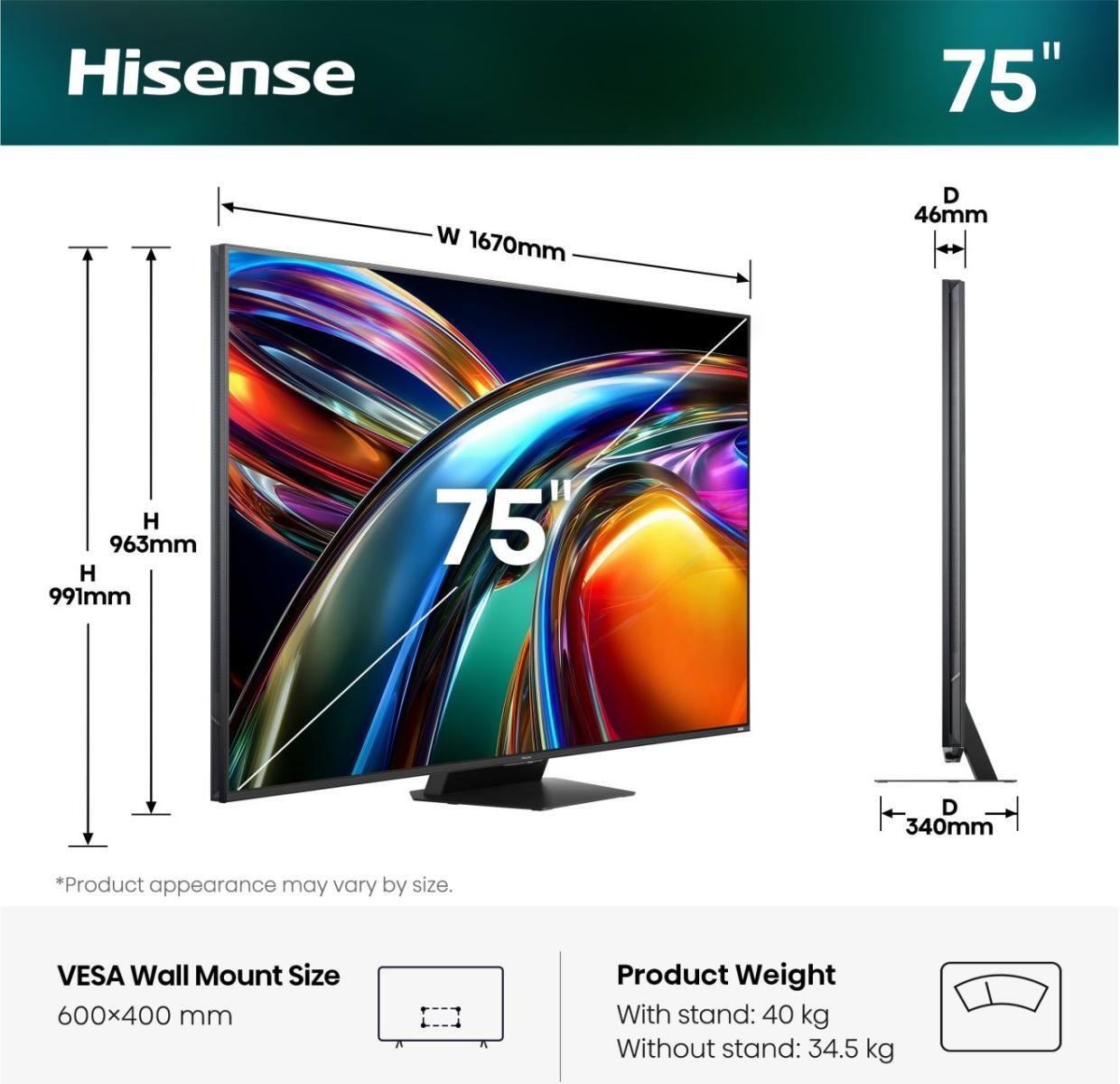 Hisense 20019295 75" Mini LED 4K