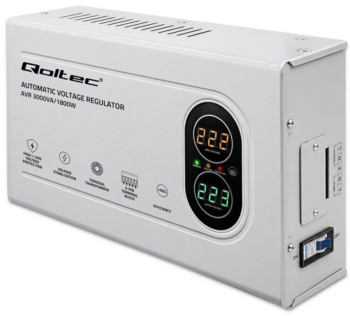 Qoltec Voltage Stabilizer AVR 3000VA 1800W