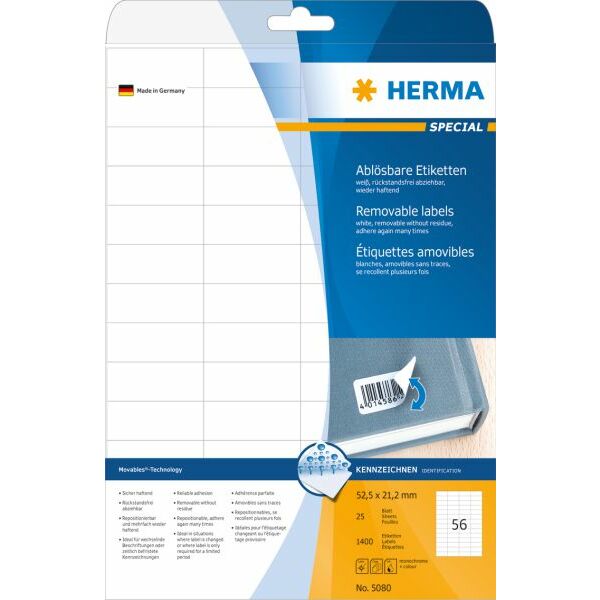 Herma Etykiety odklejalne 5080 Movables, A4