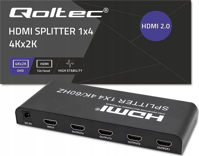 Qoltec Rozdzielacz aktywny Splitter 4 x