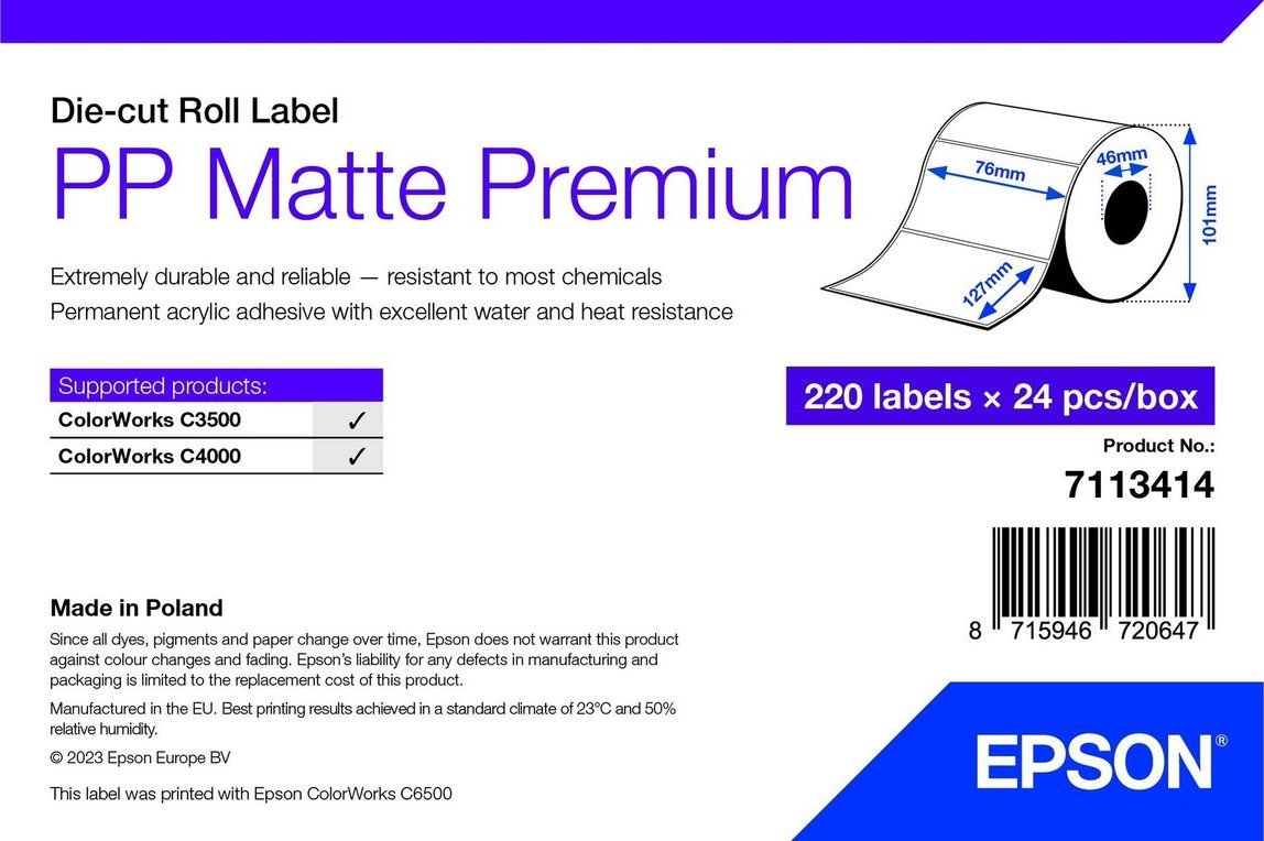 Epson 7113414 etykiet do nadruku White