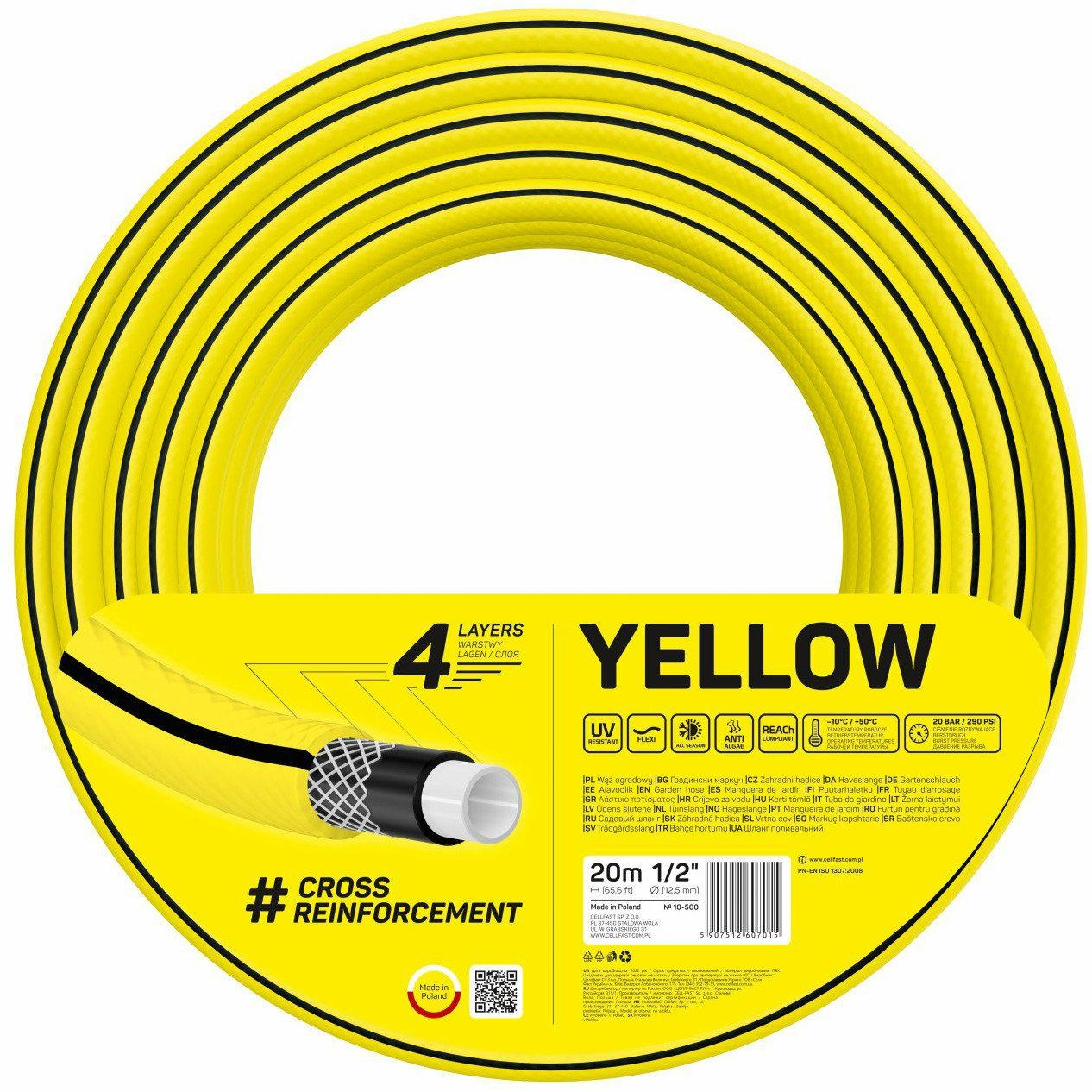 Cellfast Wąż ogrodowy 4 Yellow 1``