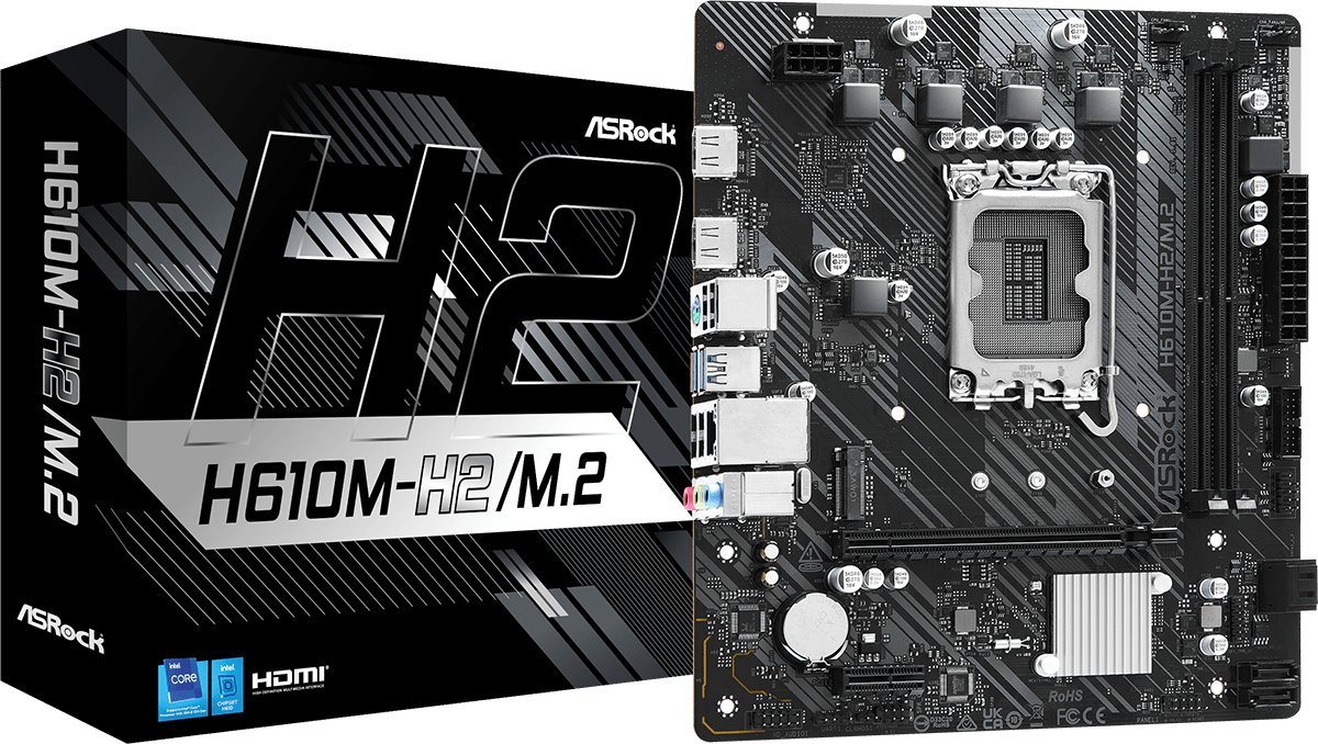 ASRock H610M-H2/M.2 Motherboard, LGA1700, Intel