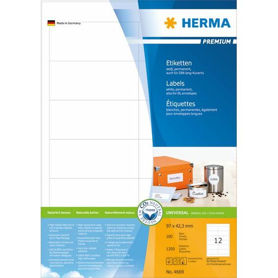 Herma Etykiety Premium A4, białe, papier
