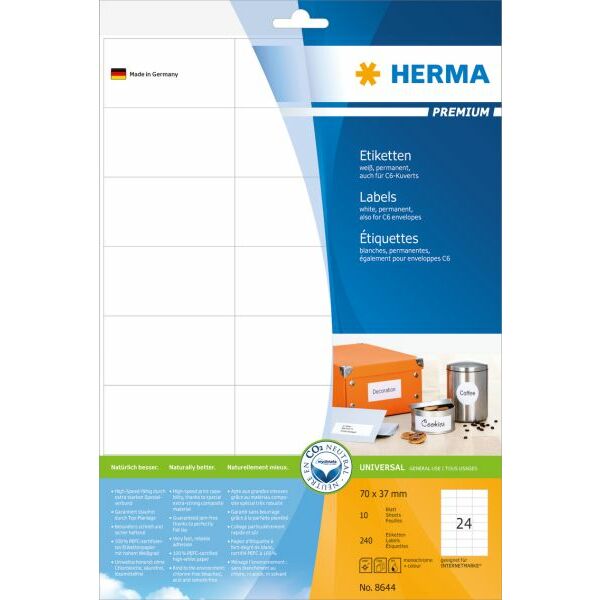 Herma Etykiety Premium 8644, A4, białe