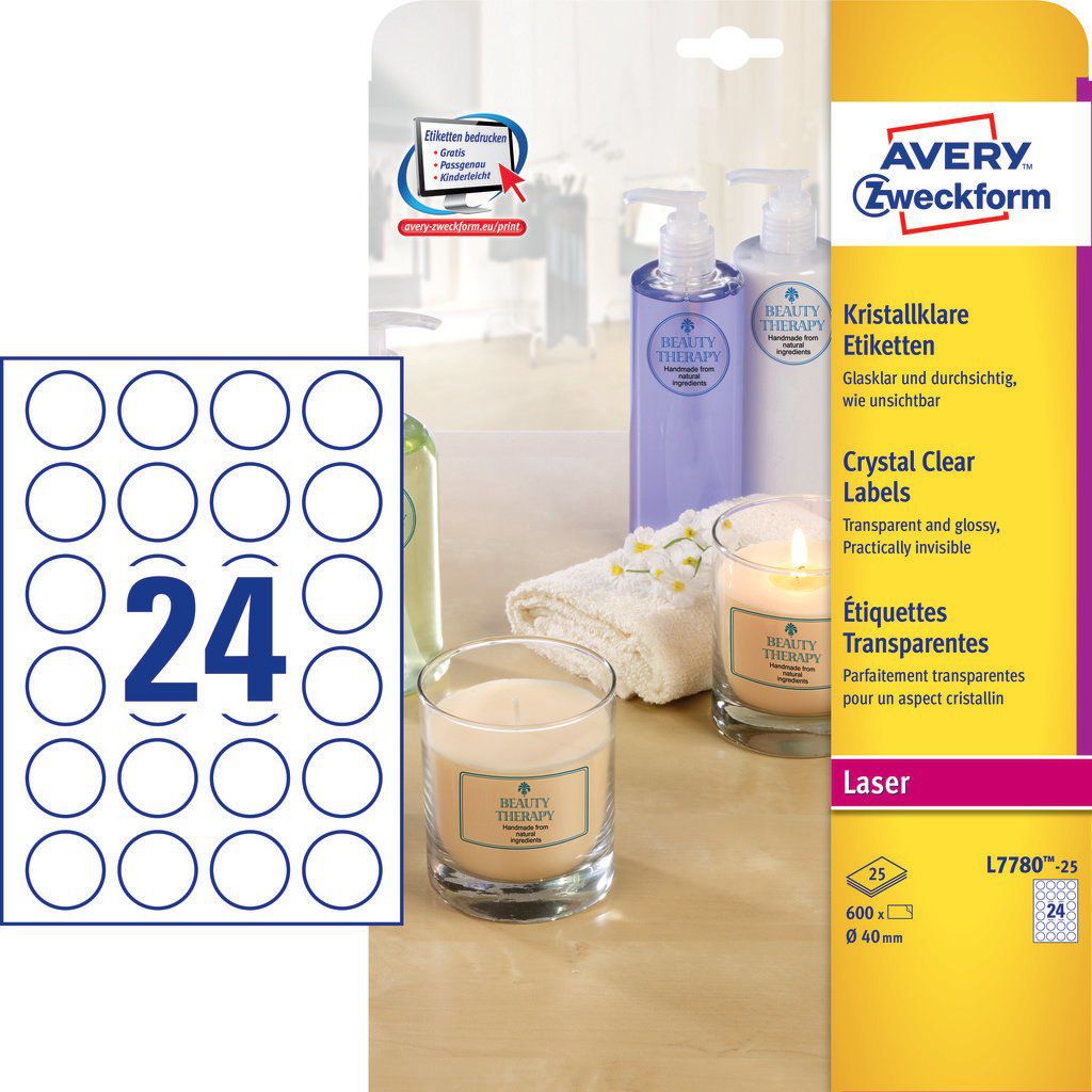 Avery Zweckform Przezroczyste etykiety na produkty