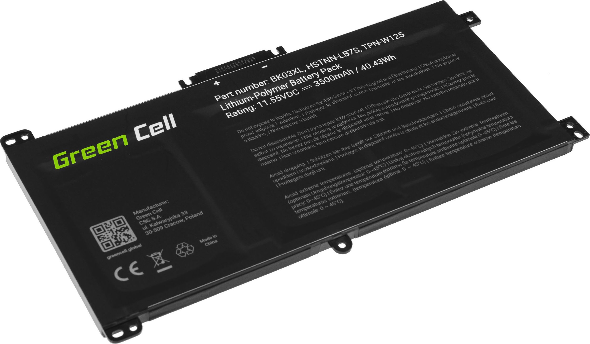 Green Cell Notebook battery HP BK03XL