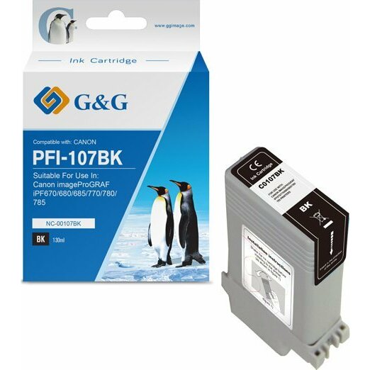 G&G PFI107BK NC-00107BK 6705B001 Ink Cartridge