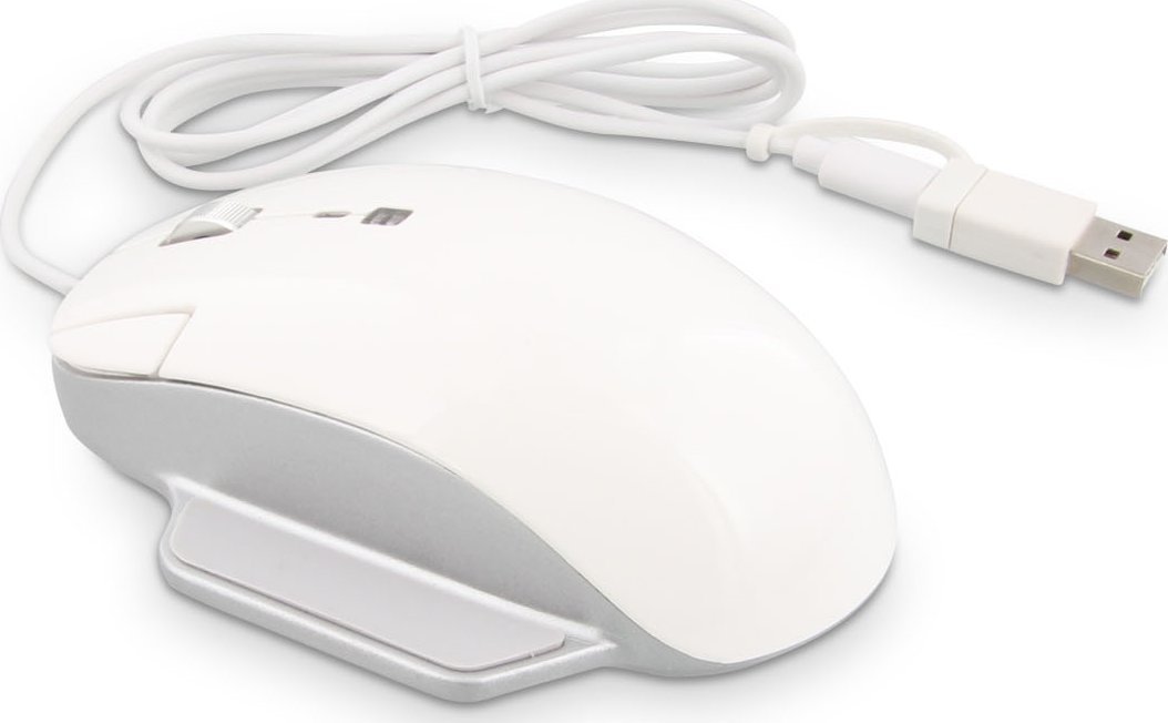 Mysz LMP Elite Pro USB-C/USB-A biało-srebrna
