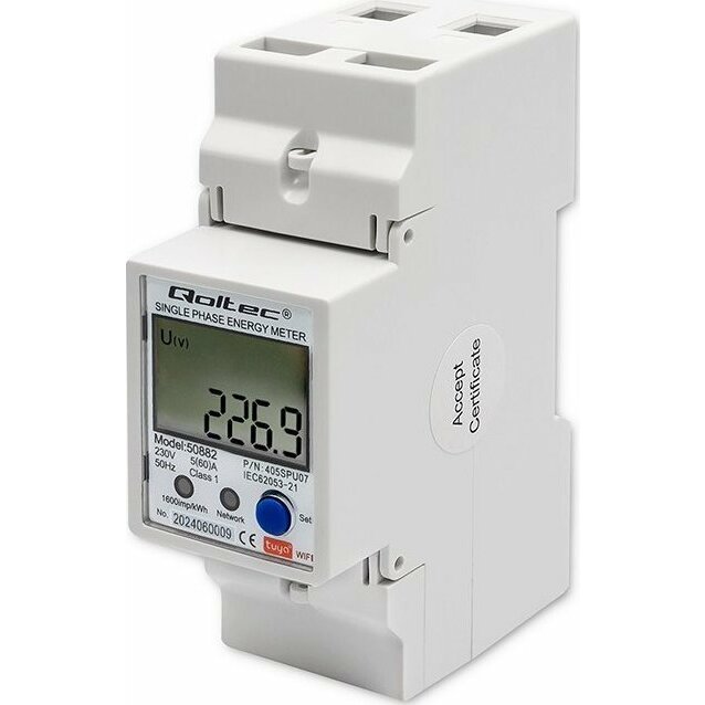 Qoltec 1-phase electronic meter | DIN