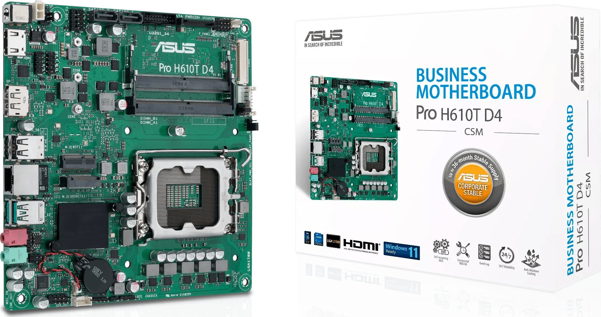 ASUS Pro H610T D4-CSM Motherboard, LGA1700