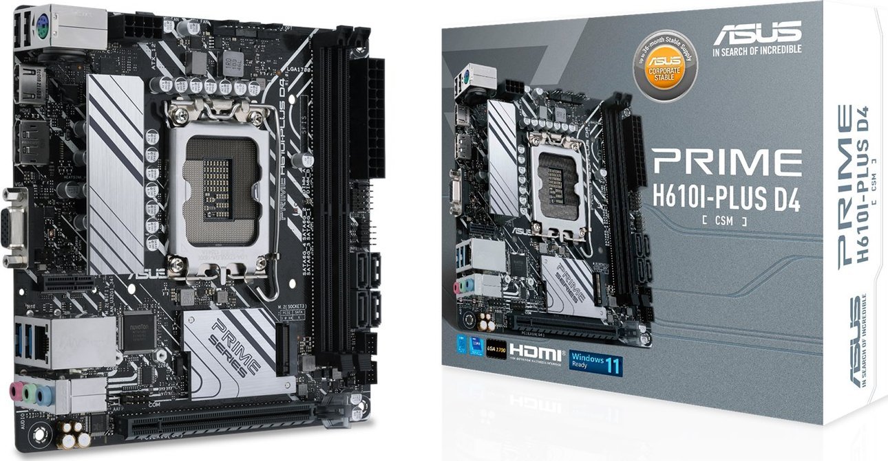 ASUS PRIME H610I-PLUS D4-CSM Motherboard, LGA1700