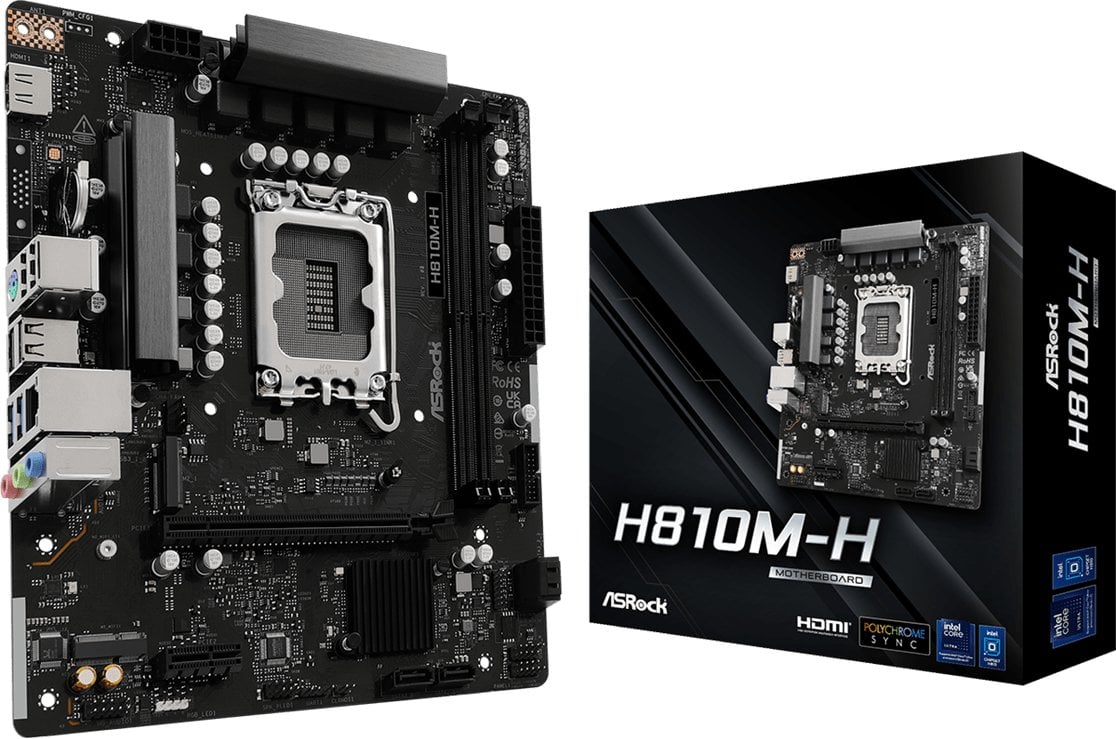 ASRock H810M-H Motherboard, LGA1851, Intel H810